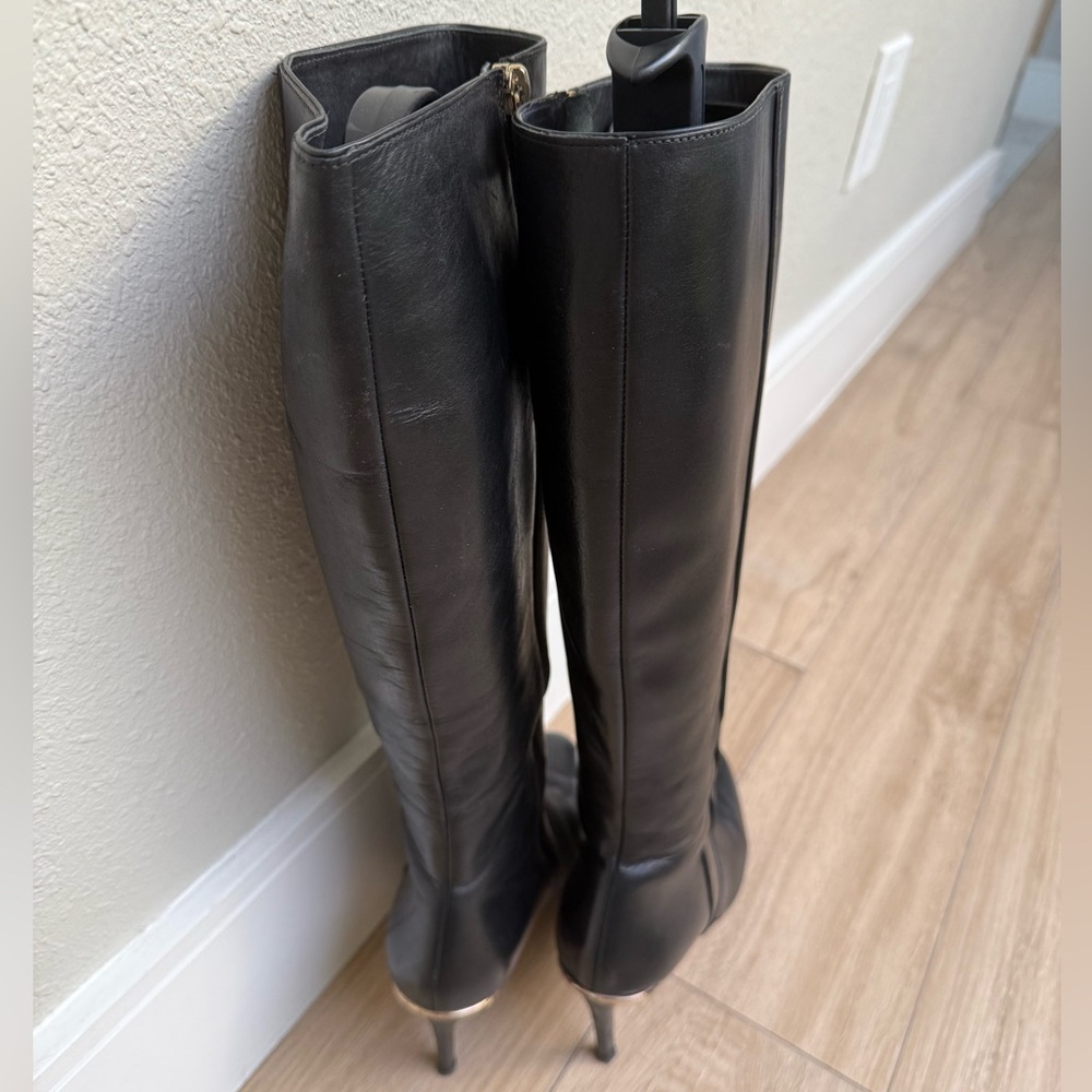 Coach Roma Black Leather Heeled Boots - Picture 2 of 8